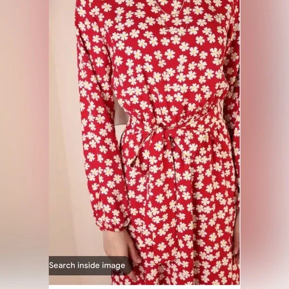 New Red flower pattern modest maxi dress - Picture 5 of 11